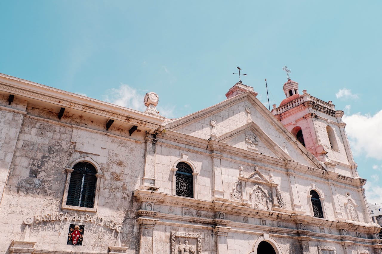 View of the historic Basilica del Santo Niño, a landmark in Cebu City, Philippines.